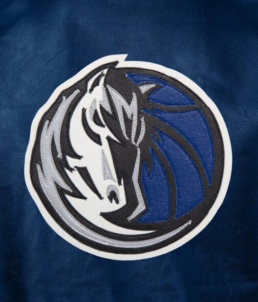 Varsity Dallas Mavericks Navy Blue Leather Jacket - Image 3