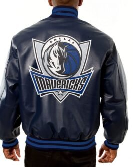 Varsity Dallas Mavericks Navy Blue Leather Jacket