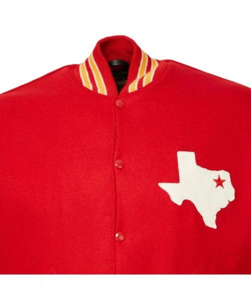 Travis Kelce Dallas Texans Red Varsity Wool Jacket - Image 8