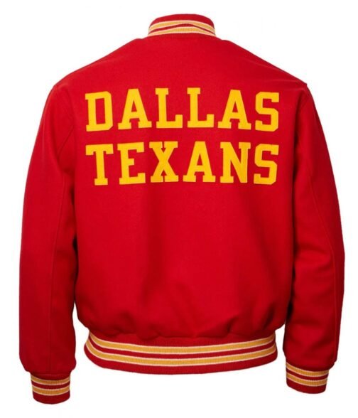Travis Kelce Dallas Texans Red Varsity Wool Jacket - Image 3