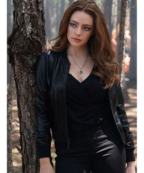 Danielle Rose Russell Legacies Bomber Leather Jacket - Image 2