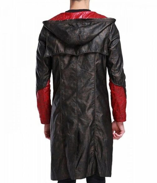 DMC Dante Black Leather Hooded Coat - Image 3