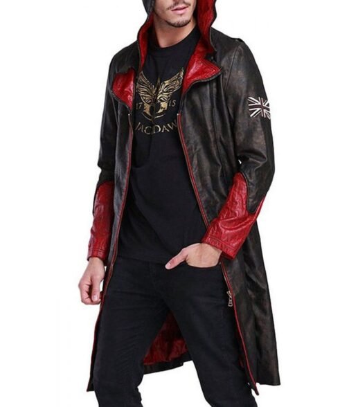 DMC Dante Black Leather Hooded Coat - Image 5