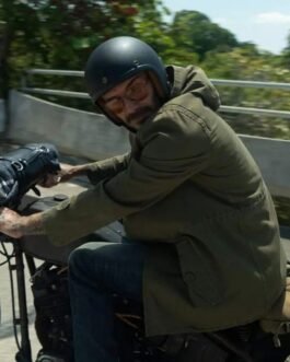 David Beckham Biker Green Cotton Jacket
