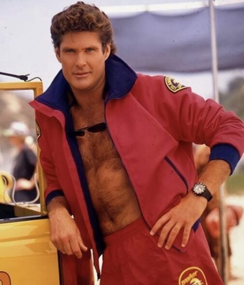Baywatch David Hasselhoff Red Bomber Jacket - Image 2