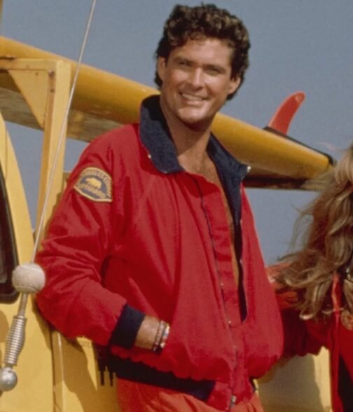 Baywatch David Hasselhoff Red Bomber Jacket - Image 10