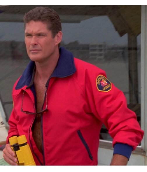 Baywatch David Hasselhoff Red Bomber Jacket - Image 13