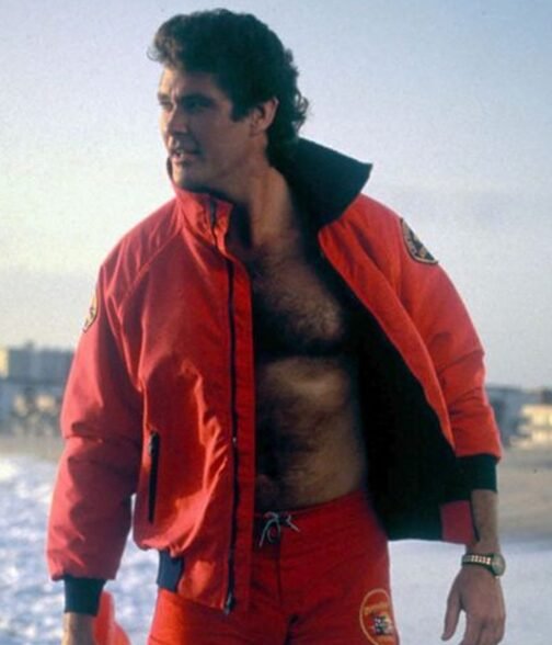 Baywatch David Hasselhoff Red Bomber Jacket - Image 14
