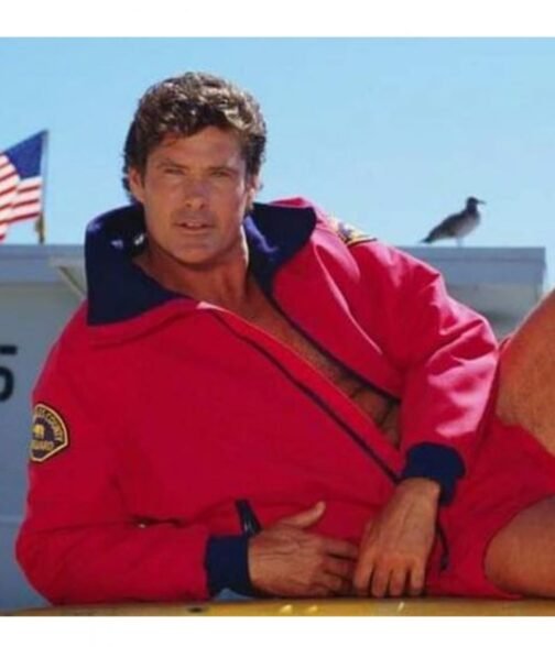 Baywatch David Hasselhoff Red Bomber Jacket - Image 9