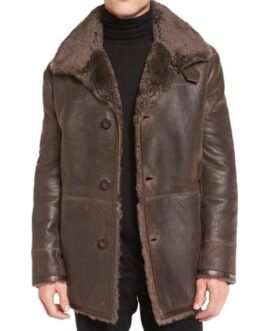 James Mcavoy Atomic Blonde Brown Shearling Leather Coat