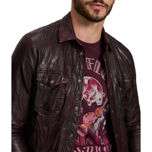 Days of Our Lives Season 2 Stephen Nichols Burgundy Leather Shirt - Image 3