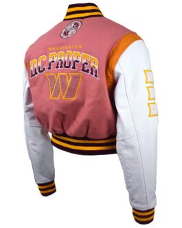 DC Proper Washington Commanders Pink Cropped Varsity Jacket