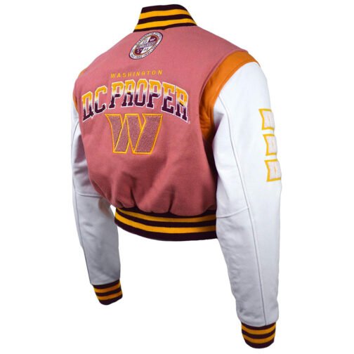 DC Proper Washington Commanders Pink Cropped Varsity Jacket - Image 2