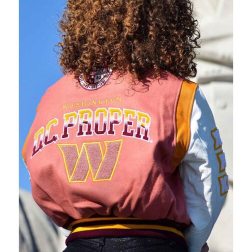 90th Anniversary Washington Commanders DC Varsity Jacket - Image 4