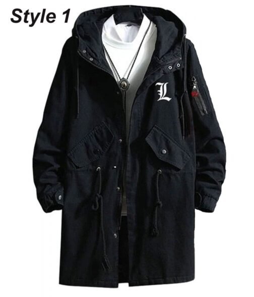 Death Note Black Cotton Hooded Coat - Image 8