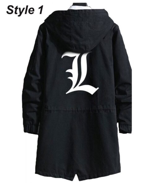 Death Note Black Cotton Hooded Coat - Image 9