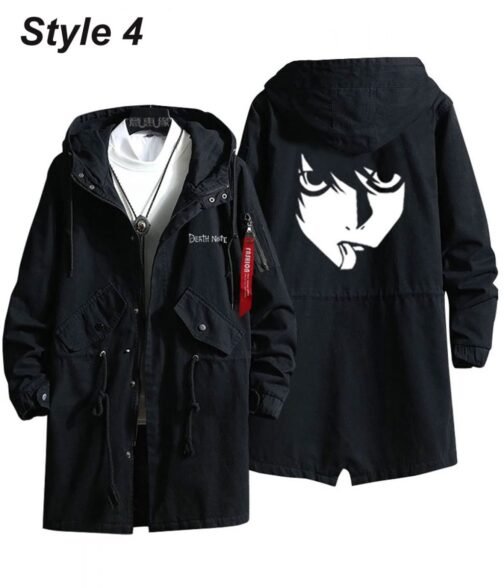 Death Note Black Cotton Hooded Coat - Image 4