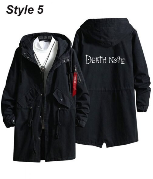 Death Note Black Cotton Hooded Coat - Image 5