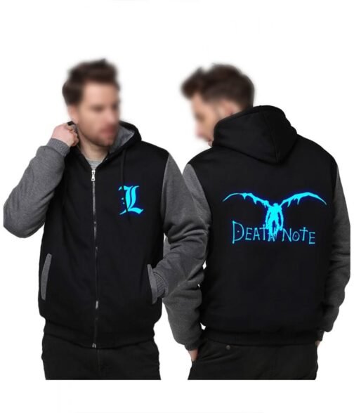 Death Note Zip Up Letterman Hoodie - Image 4