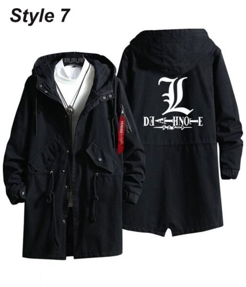 Death Note Black Cotton Hooded Coat - Image 7