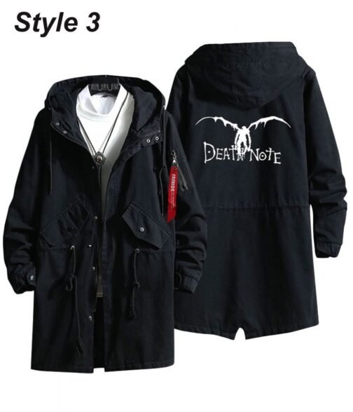 Death Note Black Cotton Hooded Coat - Image 3