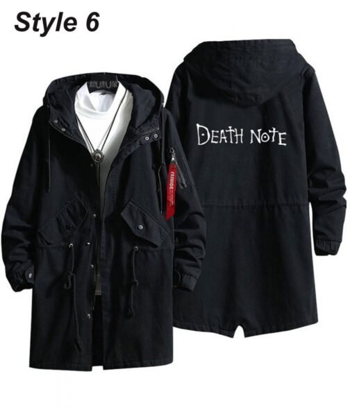 Death Note Black Cotton Hooded Coat - Image 6