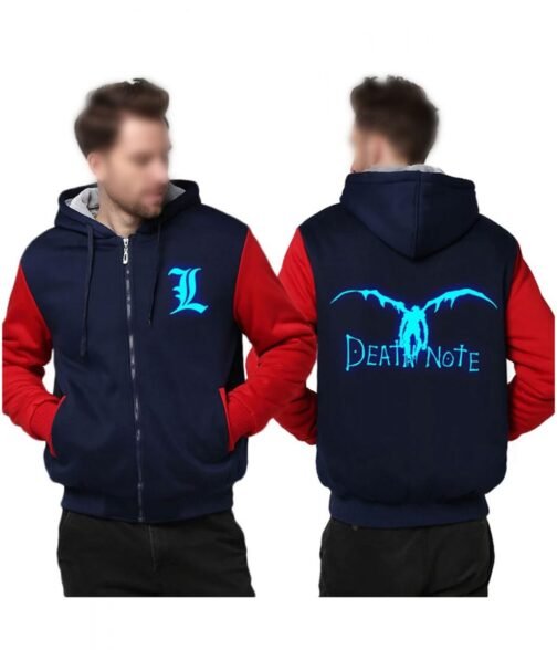 Death Note Zip Up Letterman Hoodie - Image 3