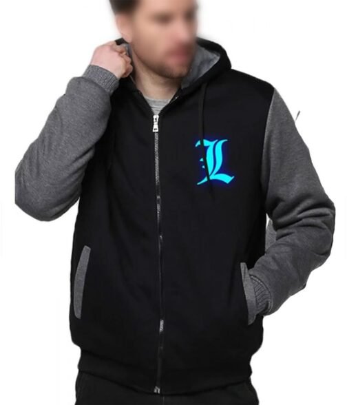 Death Note Zip Up Letterman Hoodie - Image 2