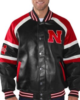 Nebraska Cornhuskers Defense Varsity Leather Jacket