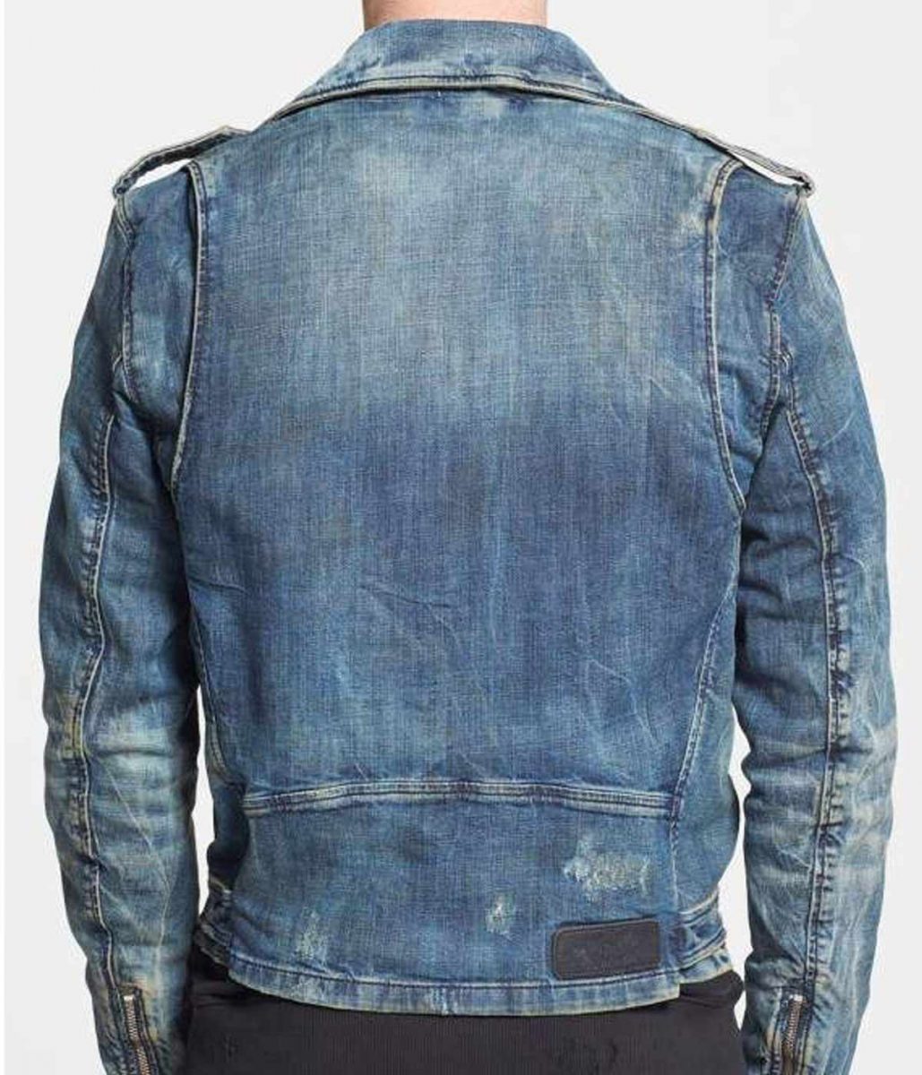 Men’s Blue Jean Biker Jacket - Image 2
