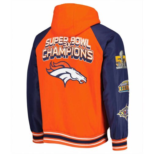 Denver Broncos 3X Champions Defender Hoodie Varsity Jacket - Image 2