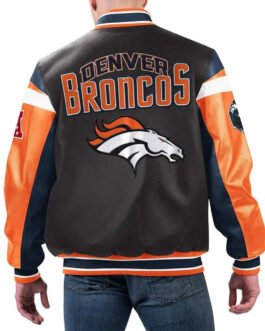 Denver Broncos Black Varsity Full-Zip Leather Jacket