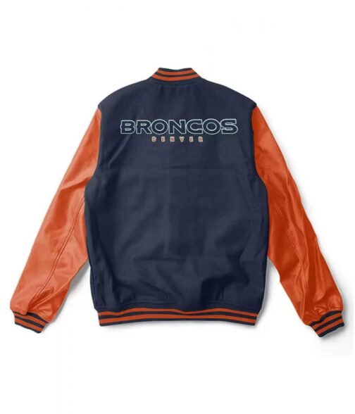 Varsity Denver Broncos Navy and Orange Jacket - Image 2