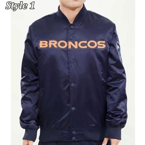 Denver Broncos Navy Blue Satin Jacket
