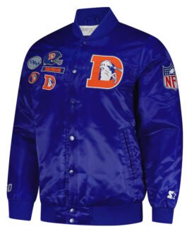 Denver Broncos Exclusive Royal Varsity Satin Jacket