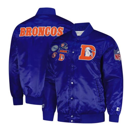 Denver Broncos Exclusive Royal Varsity Satin Jacket - Image 3