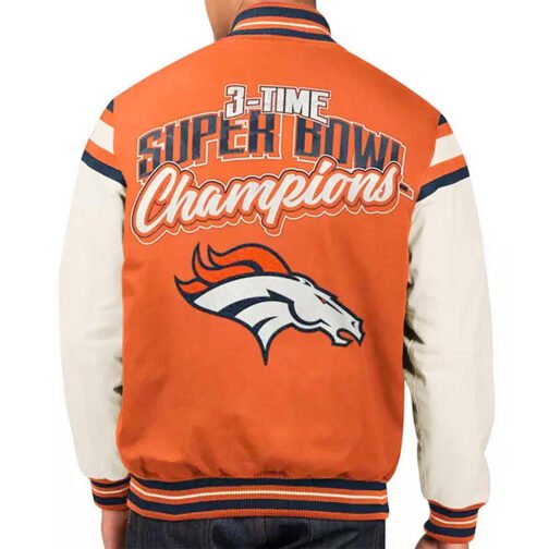 Denver Broncos Home Team Orange and White Jacket - Image 4