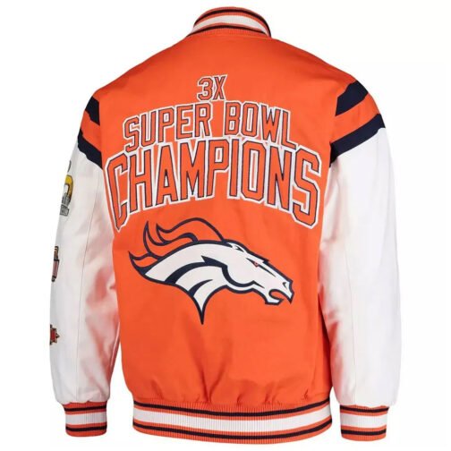 Denver Broncos Home Team Orange and White Jacket - Image 2