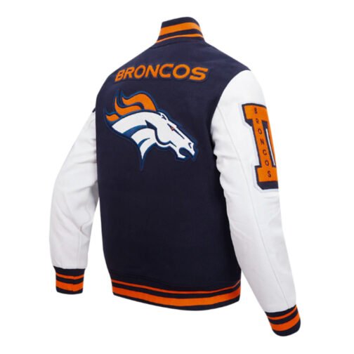 Denver Broncos Mashup Rib Varsity Wool/Leather Jacket - Image 4
