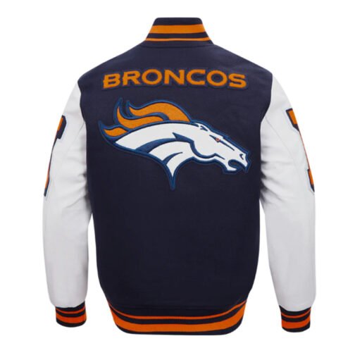 Denver Broncos Mashup Rib Varsity Wool/Leather Jacket - Image 2