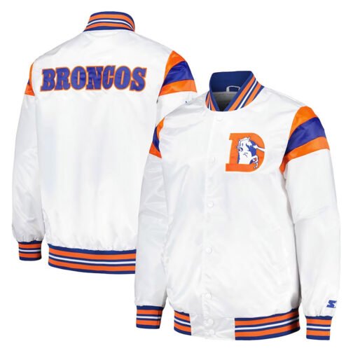 Denver Broncos Midweight White Satin Jacket - Image 3