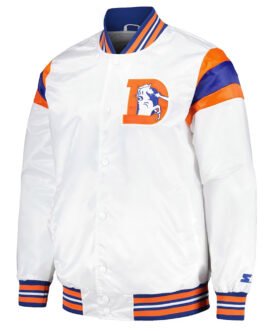 Denver Broncos Midweight White Satin Jacket