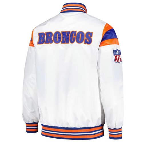 Denver Broncos Midweight White Satin Jacket - Image 2