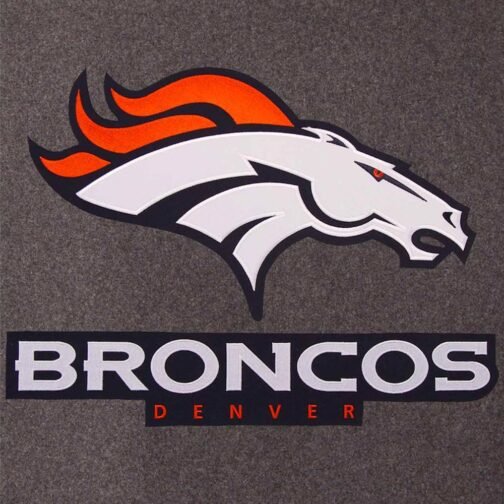 Navy and Charcoal Denver Broncos Varsity Jacket - Image 3