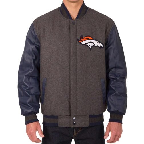 Navy and Charcoal Denver Broncos Varsity Jacket