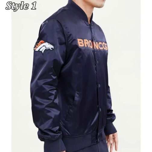 Denver Broncos Navy Blue Satin Jacket - Image 7