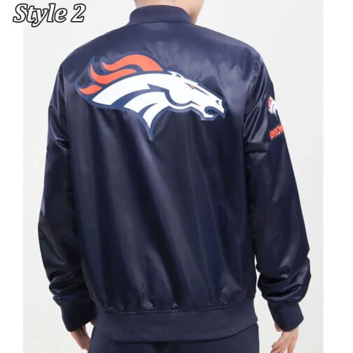Denver Broncos Navy Blue Satin Jacket - Image 4