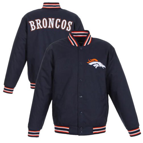 Denver Broncos Navy Blue Poly Twill Jacket - Image 3