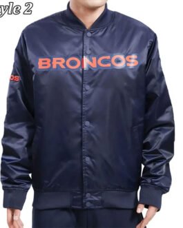 Denver Broncos Navy Blue Satin Jacket
