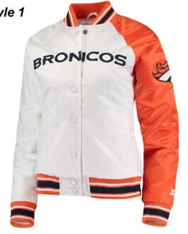 Denver Broncos Hometown White and Orange Satin Jacket